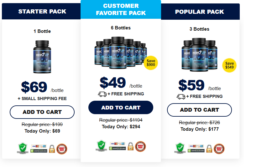 Hero Up pricing packages